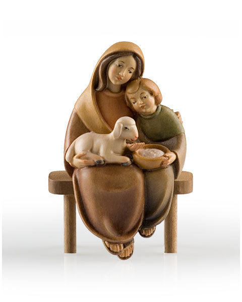 Madre con bambino e agnello e panca (09000-10A) (0 cm, ?)